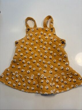 Mustard Yellow Floral Quilted Pinafore Dress